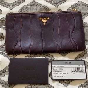 AUTH Prada Nappa Stripes Purple Lambskin Pouch